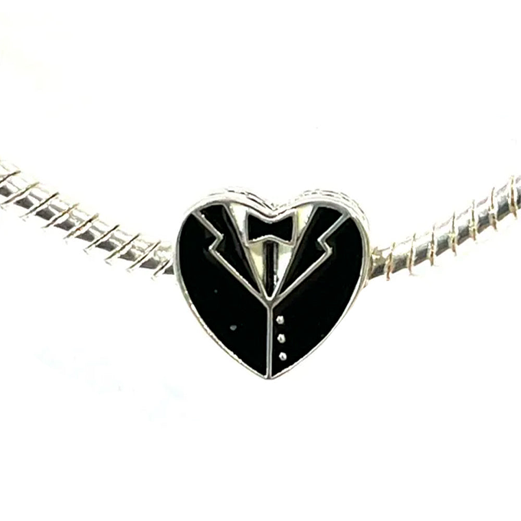 Charm Pandora Original para Mujer BH65345-5733 Novio y Novia Corazon Blanco y Negro 5