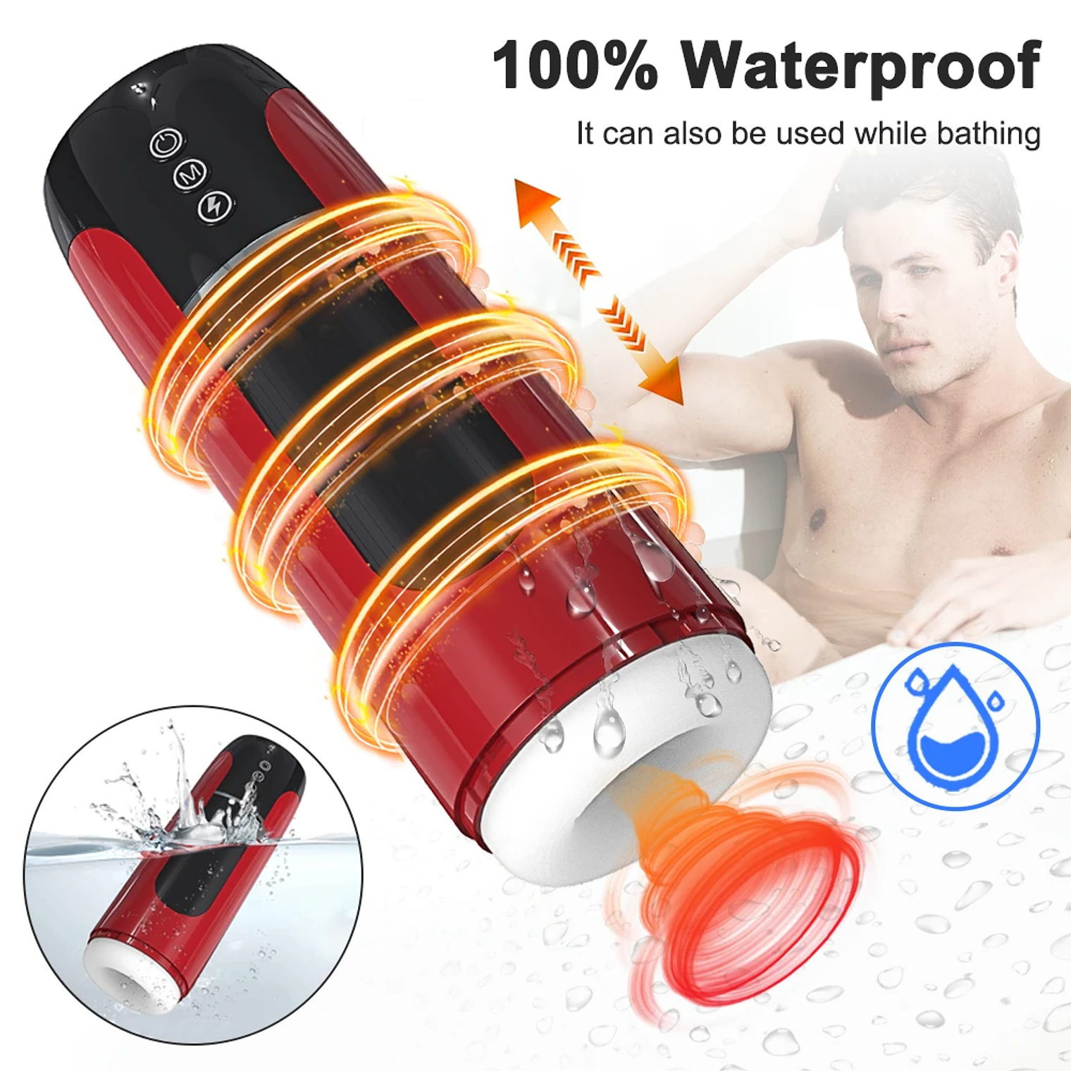 Masturbador automatico Masculino con rotacion telescopica Tluda FJB16 En Silicona Medica 4