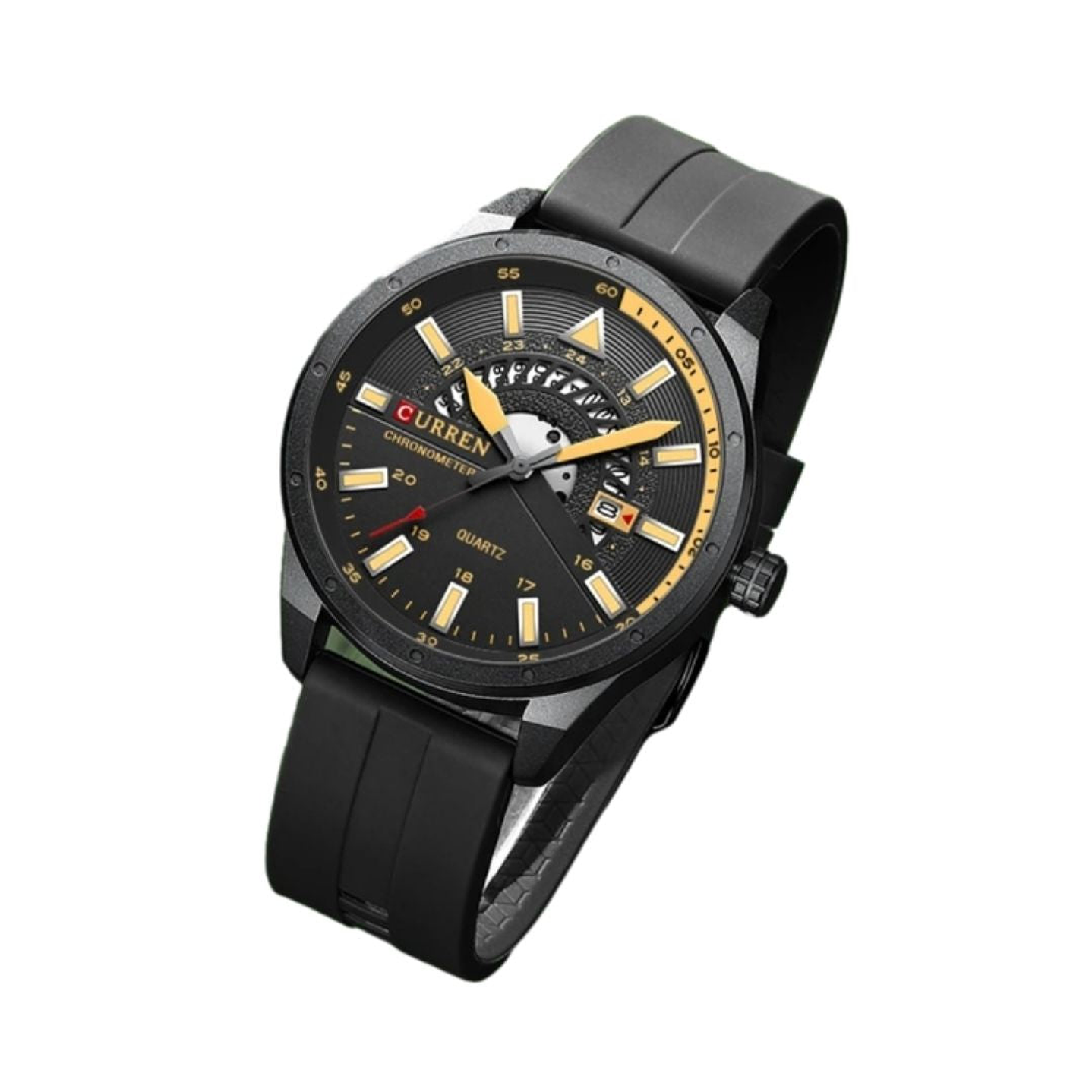 Reloj Análogo Curren Original KREd5401 para Hombre Silicona Color Negro 3