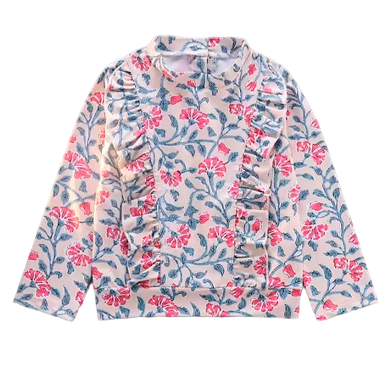 Traje de Baño de dos piezas con bordes en Pliegues Color Blanco Para Niñas de 3 - 8 Años 2