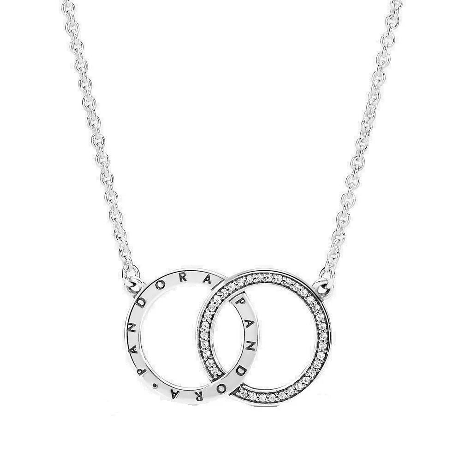 Collar de Cadena Pandora Circulos Entrelazados Color Plateado 5396235CZ en Plata 925 Talla 50cm 1