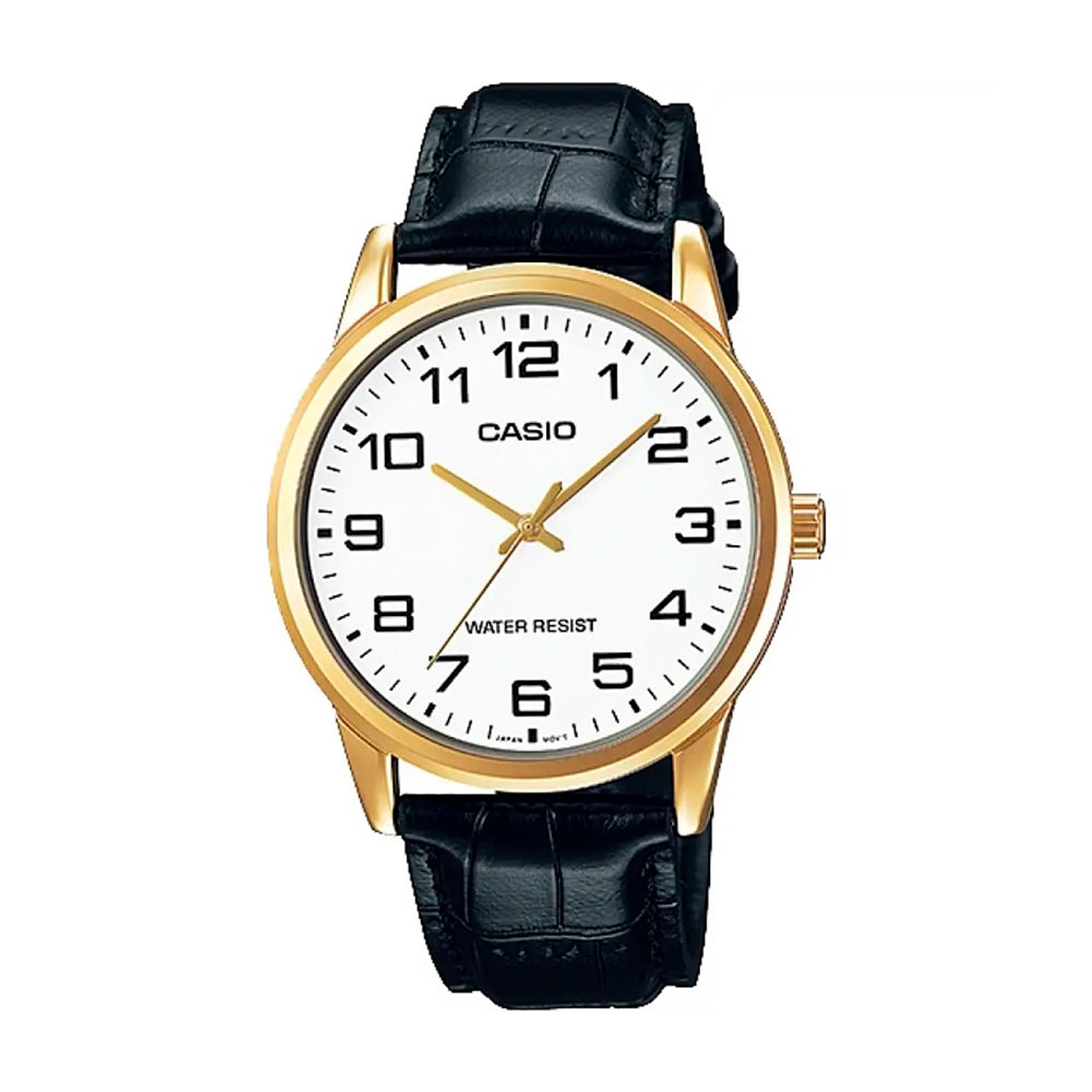 Reloj Análogo Casio MTP-V001GL-7B para Hombre en Acero Dorado en Correa Cuero Negro 1