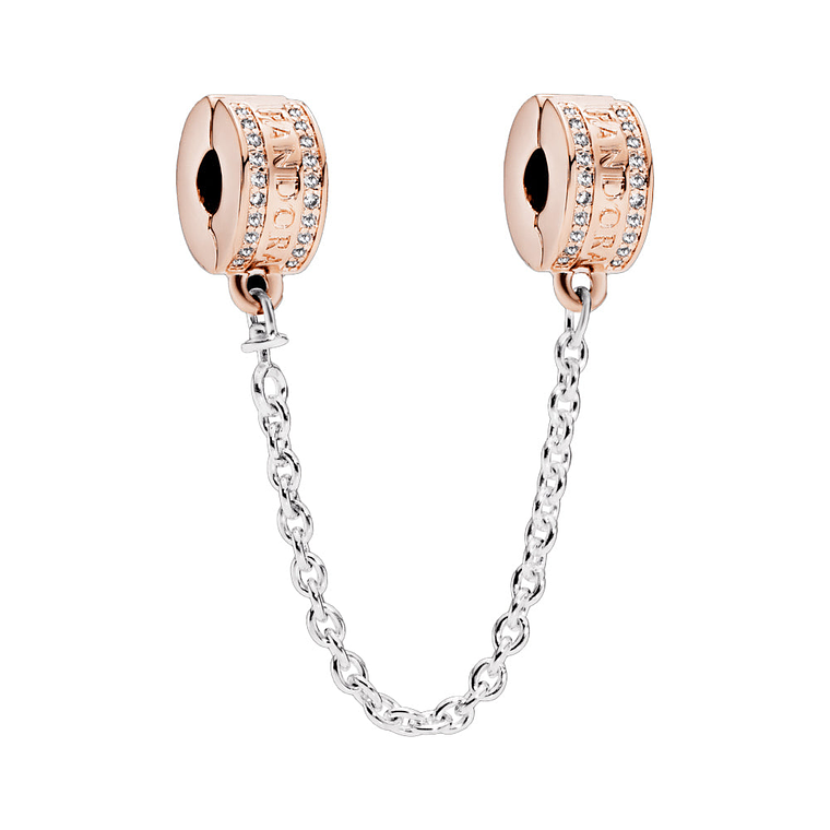 Cadena de Seguridad Pandora con Insignia Pandora 782057CZ en Recubrimiento en Oro Rosa 1