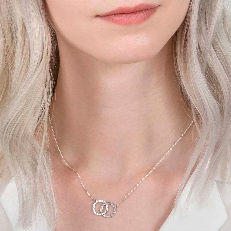 Collar de Cadena Pandora Circulos Entrelazados Color Plateado 5396235CZ en Plata 925 Talla 50cm 5