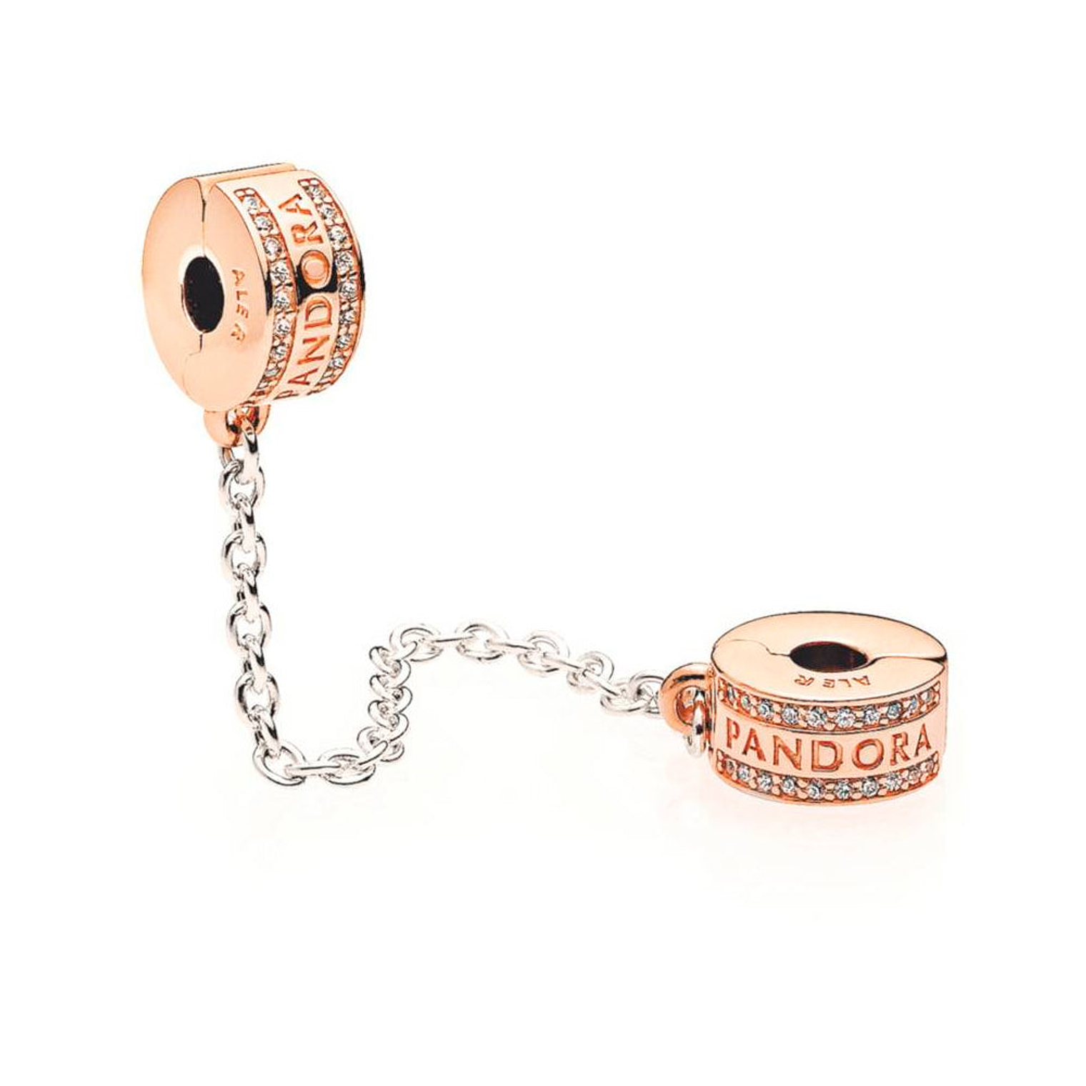 Cadena de Seguridad Pandora con Insignia Pandora 782057CZ en Recubrimiento en Oro Rosa 2