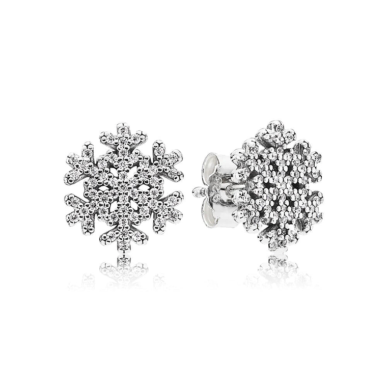 Aretes Pendientes Pandora Tipo Topo Copo de Nieve en Circonitas 290589CZ Plata 925 1