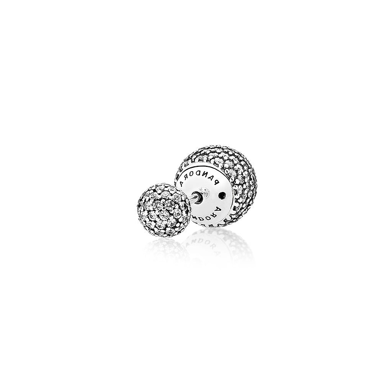 Aretes Pendientes Pandora Tipo Topo Gotas Gemelas Pave 290737CZ Plata 925 4