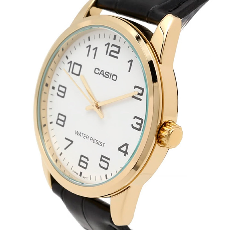 Reloj Análogo Casio MTP-V001GL-7B para Hombre en Acero Dorado en Correa Cuero Negro 4