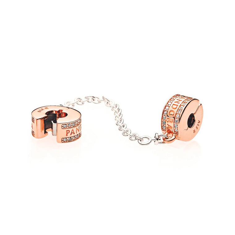 Cadena de Seguridad Pandora con Insignia Pandora 782057CZ en Recubrimiento en Oro Rosa 3