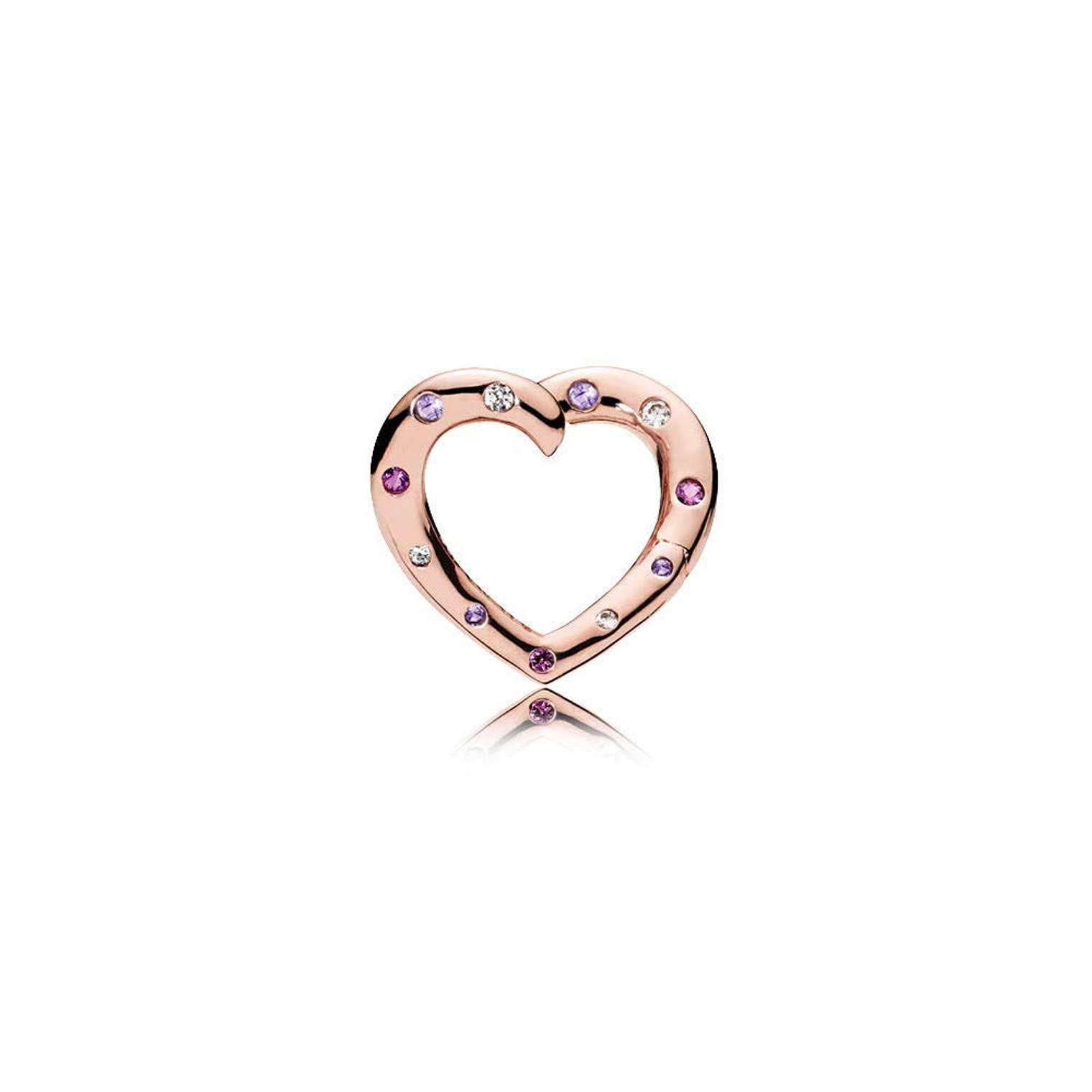 Aretes Pendientes Pandora Aro de Corazones Rosa Brillantes 287231NRPMX Chapados en Oro Rosa 2