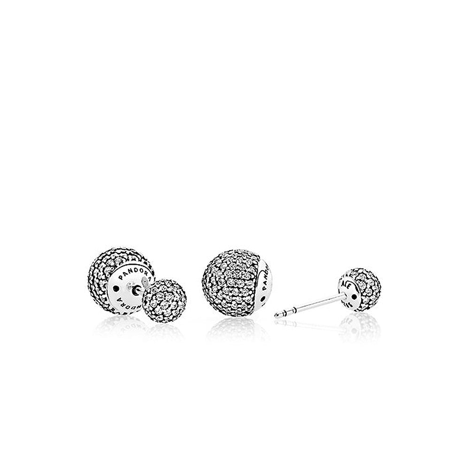 Aretes Pendientes Pandora Tipo Topo Gotas Gemelas Pave 290737CZ Plata 925 5