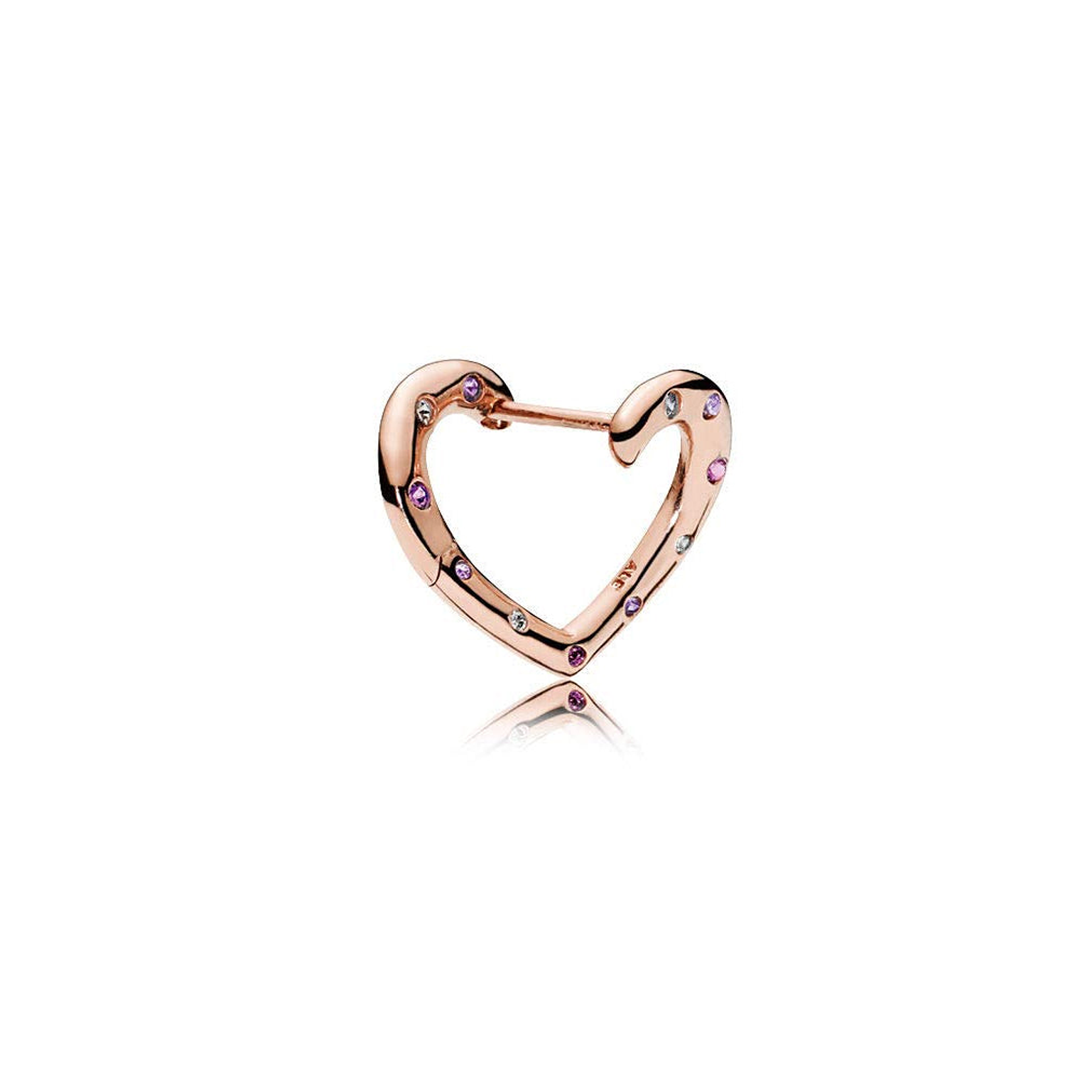 Aretes Pendientes Pandora Aro de Corazones Rosa Brillantes 287231NRPMX Chapados en Oro Rosa 3