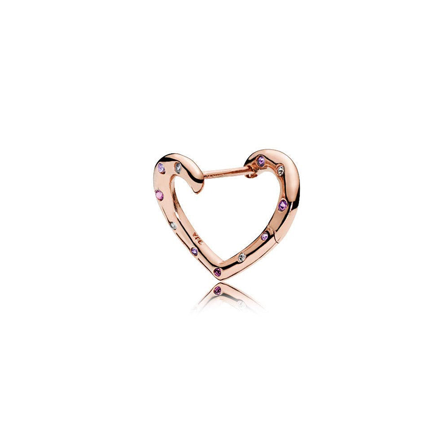 Aretes Pendientes Pandora Aro de Corazones Rosa Brillantes 287231NRPMX Chapados en Oro Rosa 4