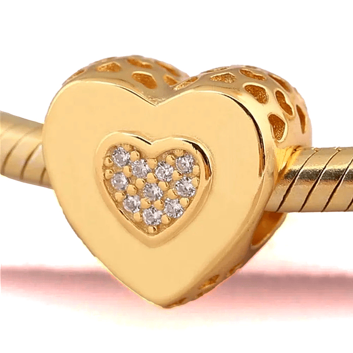 Charm Pandora Original para Mujer 767375CZ Shine Love Heart Gold s925 4