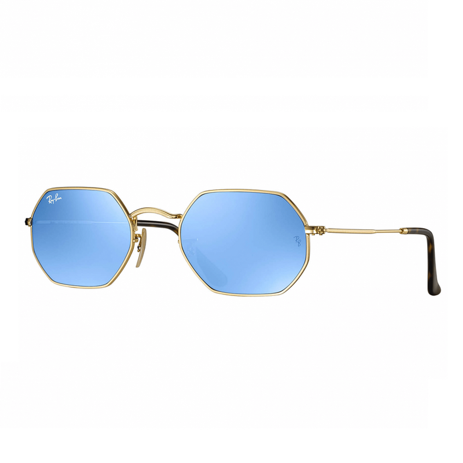 Lentes De Sol Ray Ban Octagonal Flat RB3556N 001/90 Celeste Espejado 1