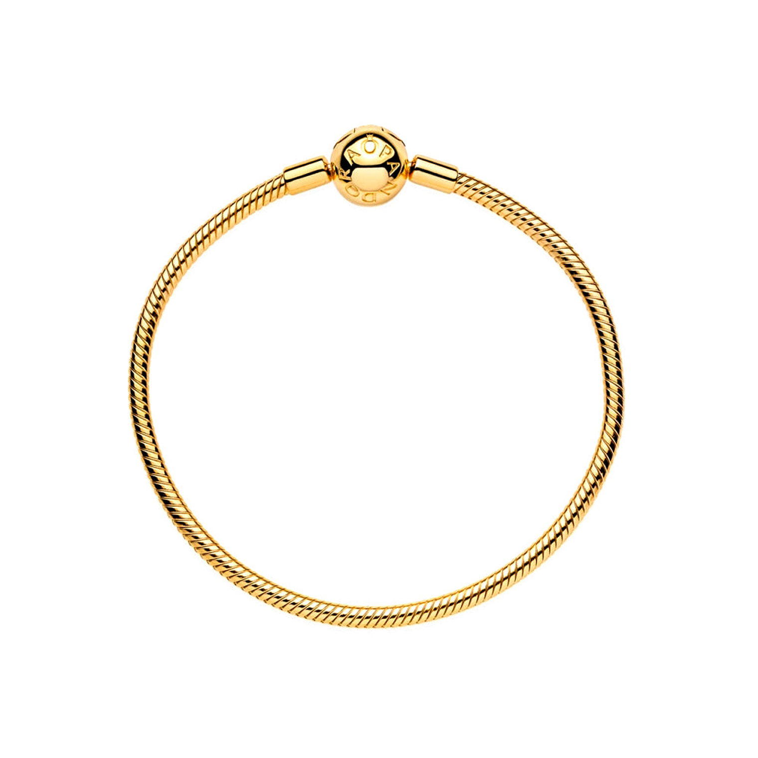 Pulsera Brazalete Pandora Cadena de Serpiente con Oro Liso 18k 567107 Plata 925 Talla 18cm 2