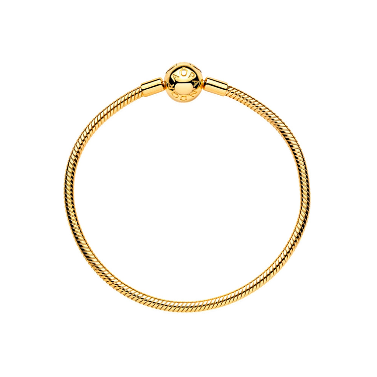 Pulsera Brazalete Pandora Cadena de Serpiente con Oro Liso 18k 567107 Plata 925 Talla 18cm 2