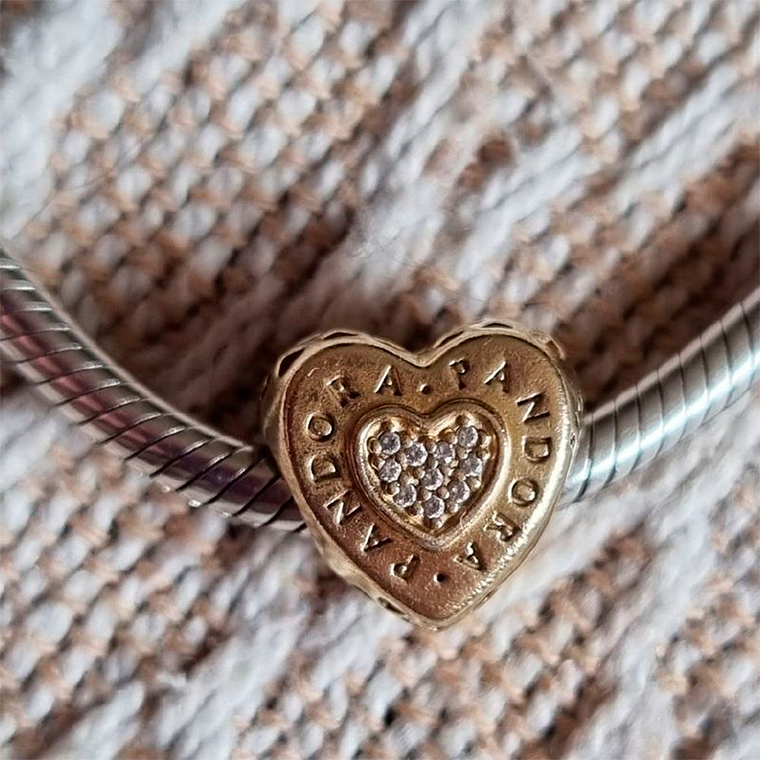Charm Pandora Original para Mujer 767375CZ Shine Love Heart Gold s925 5