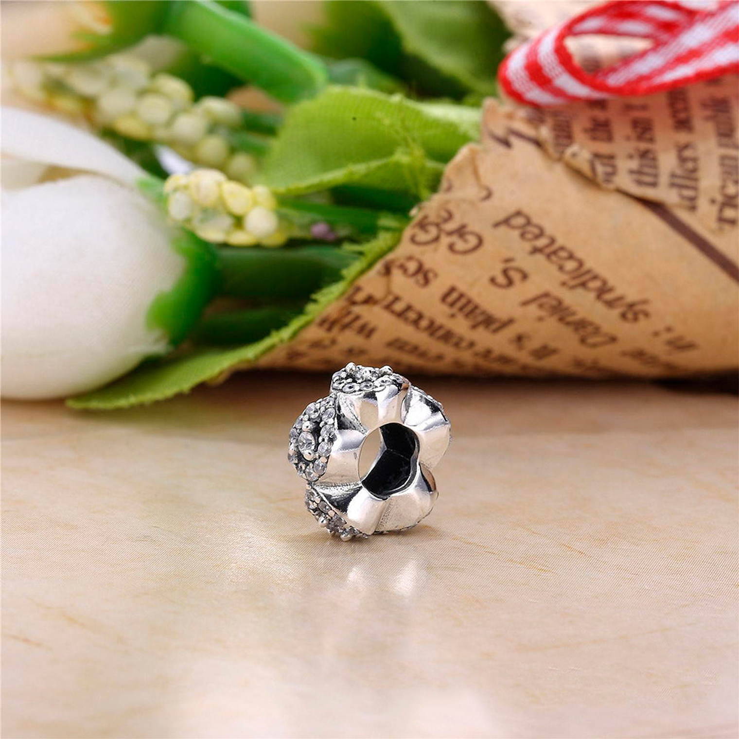 Charm Pandora Original para Mujer 796270CZ Lagrima Espaciador con Zirconia Cubico Claro 5