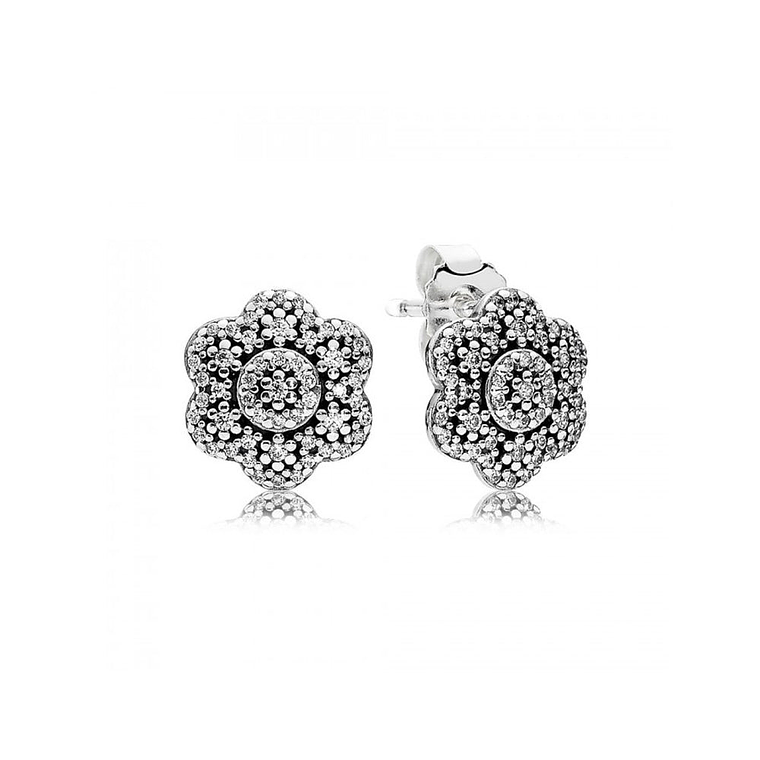 Aretes Pendientes Pandora Botones de Flores Cristalizadas 290732CZ Plata 925 1