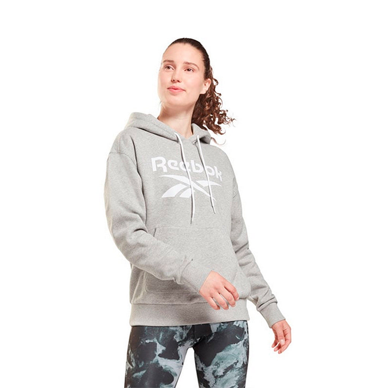 Polera Tipo Hoodie Reebok Identity Big Logo Fleece GS9391 Plomo Talla M 3
