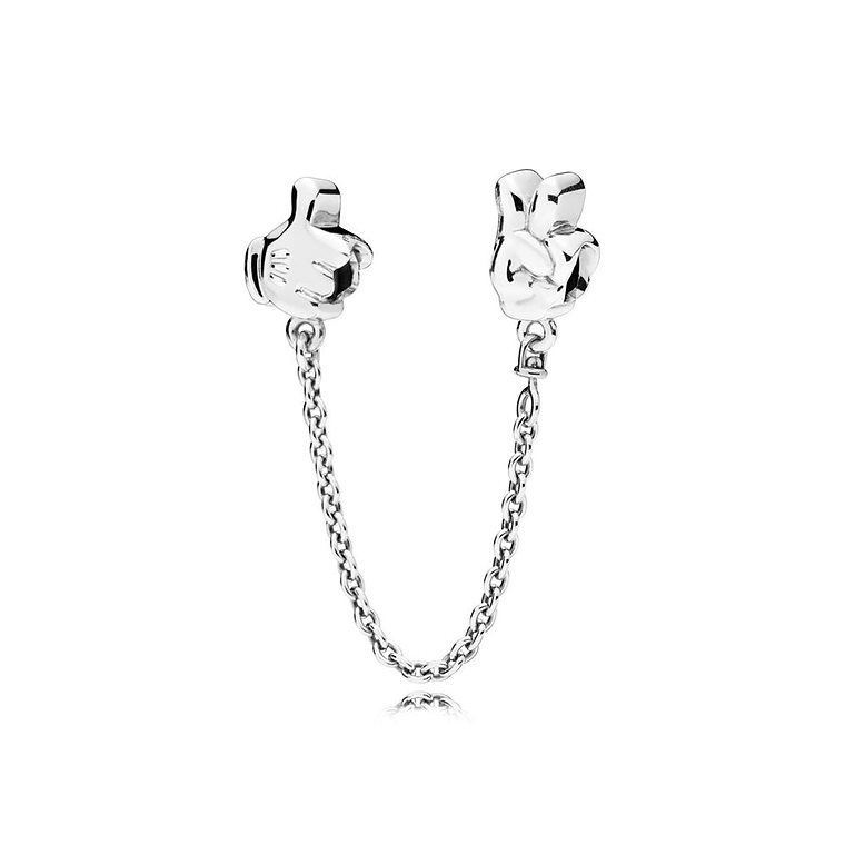 Cadena de Seguridad Pandora con Guantes de Mickey Color Plateado 797172 en Plata 925 2