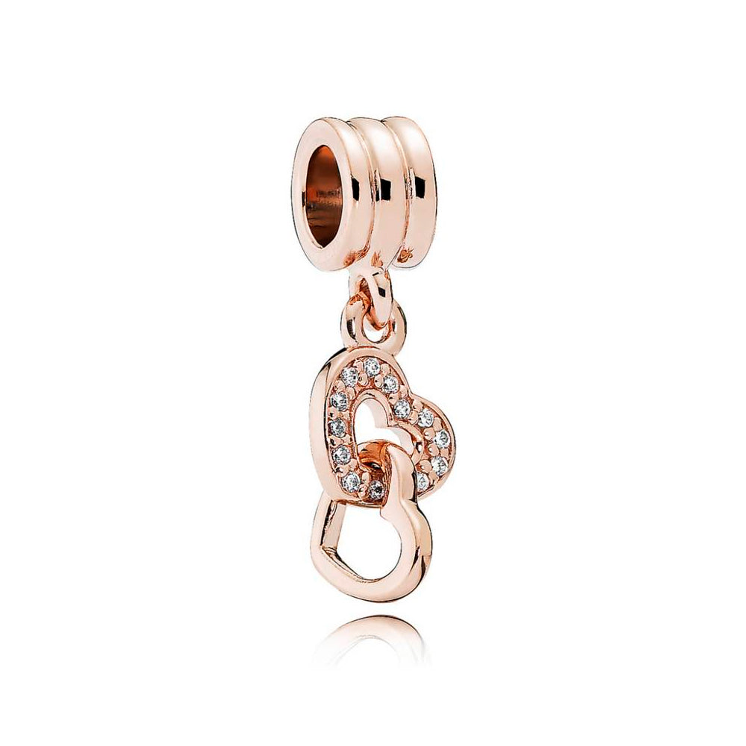 Charm Colgante Pandora Original para Mujer 781242CZ Corazónes Entrelazados Oro Rosado s925 1
