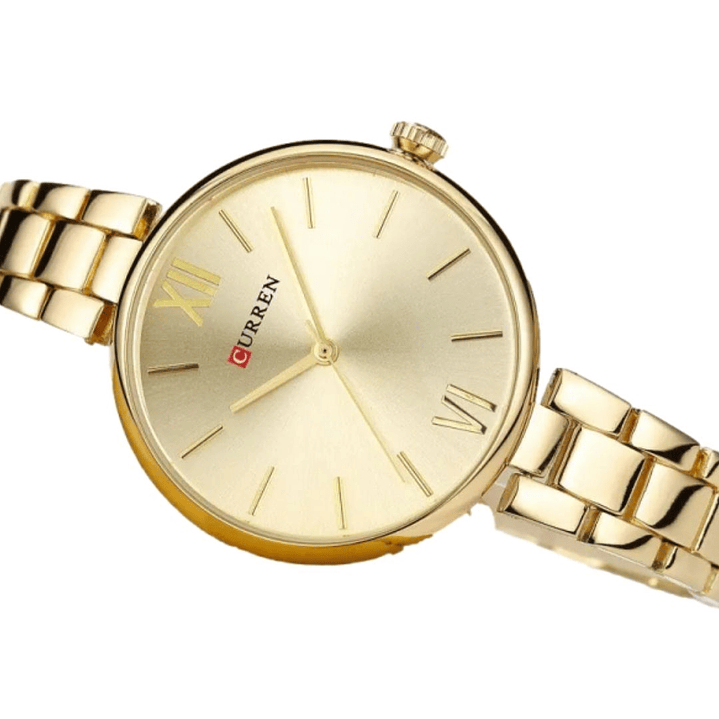 Reloj Análogo Curren Original KREb7118 para Mujer Acero Color Dorado 2