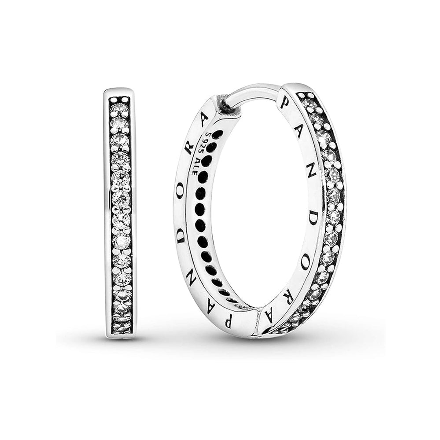 Aretes Pendientes Pandora Circulo Brillante con Circonitas Transparentes 290558CZ Plata 925 1