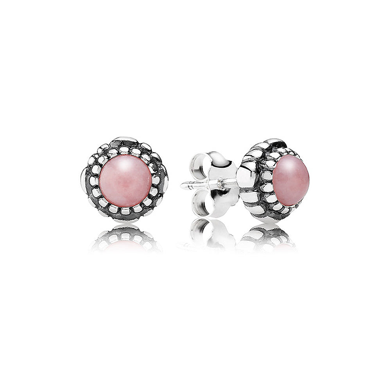 Aretes Pendientes Pandora Cumpleaños Octubre - Opalo Rosa 290543POP Plata 925 1