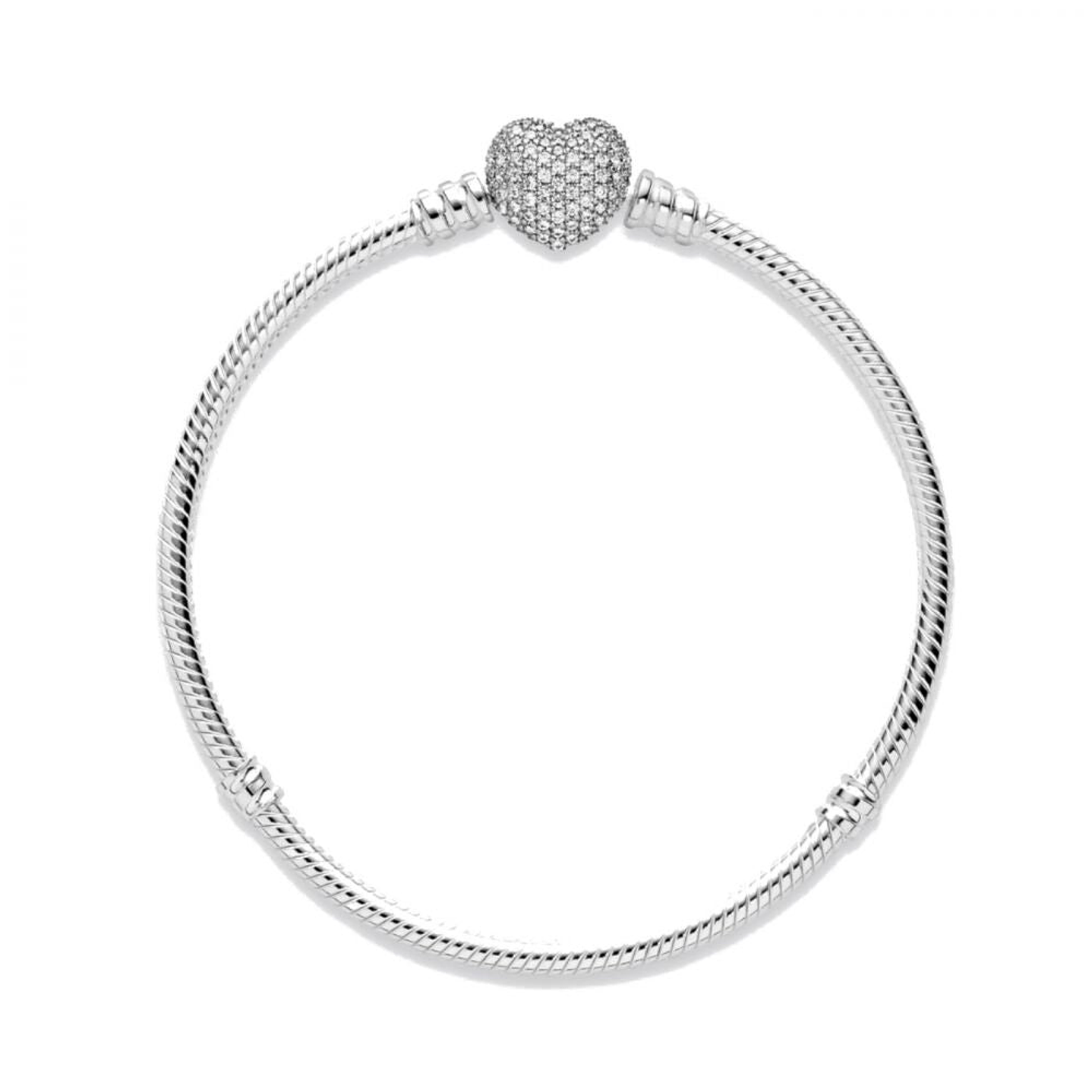 Pulsera Brazalete Pandora Cadena con Cierre de Corazon Brillante 590727CZ Plata 925 Talla 18cm 4