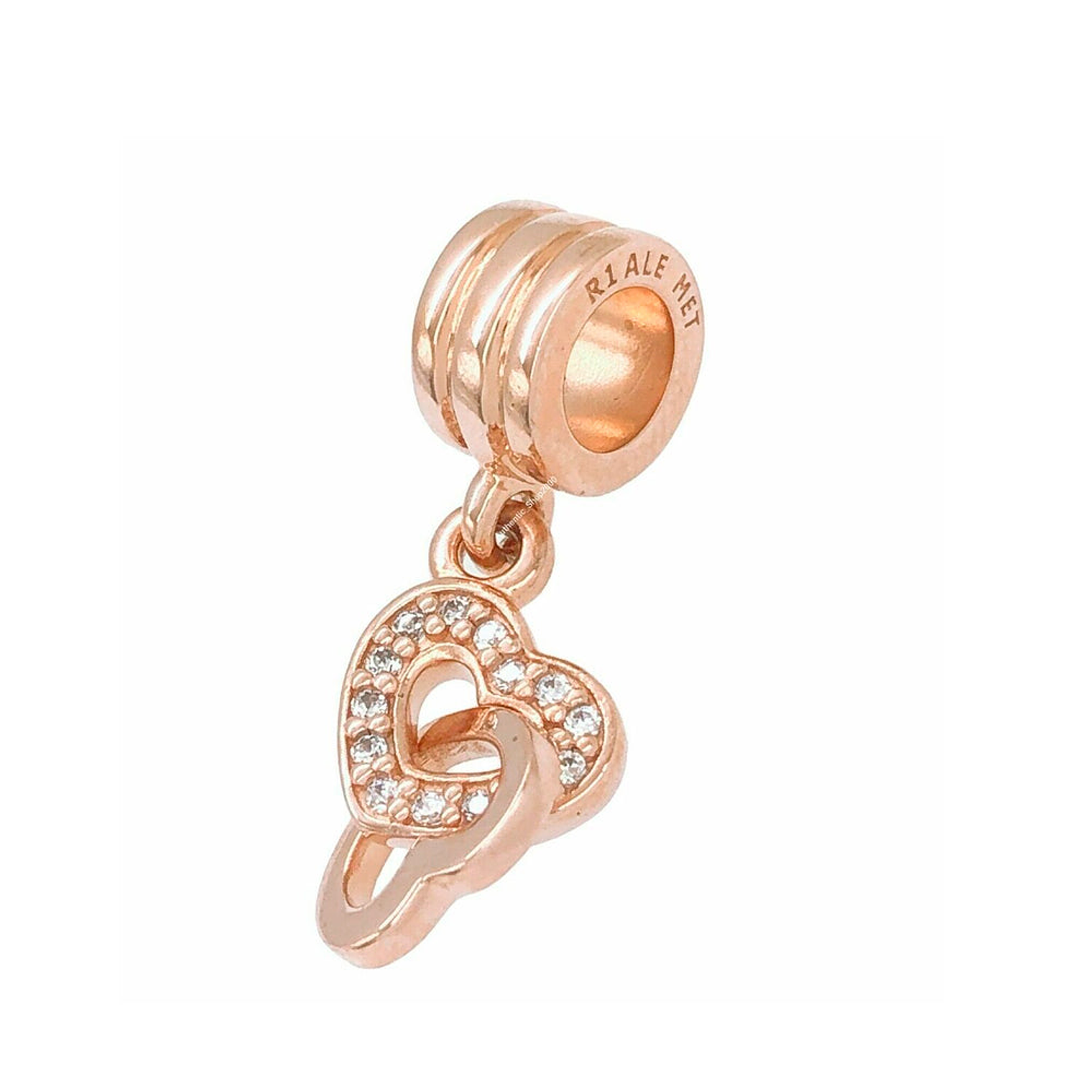 Charm Colgante Pandora Original para Mujer 781242CZ Corazónes Entrelazados Oro Rosado s925 2