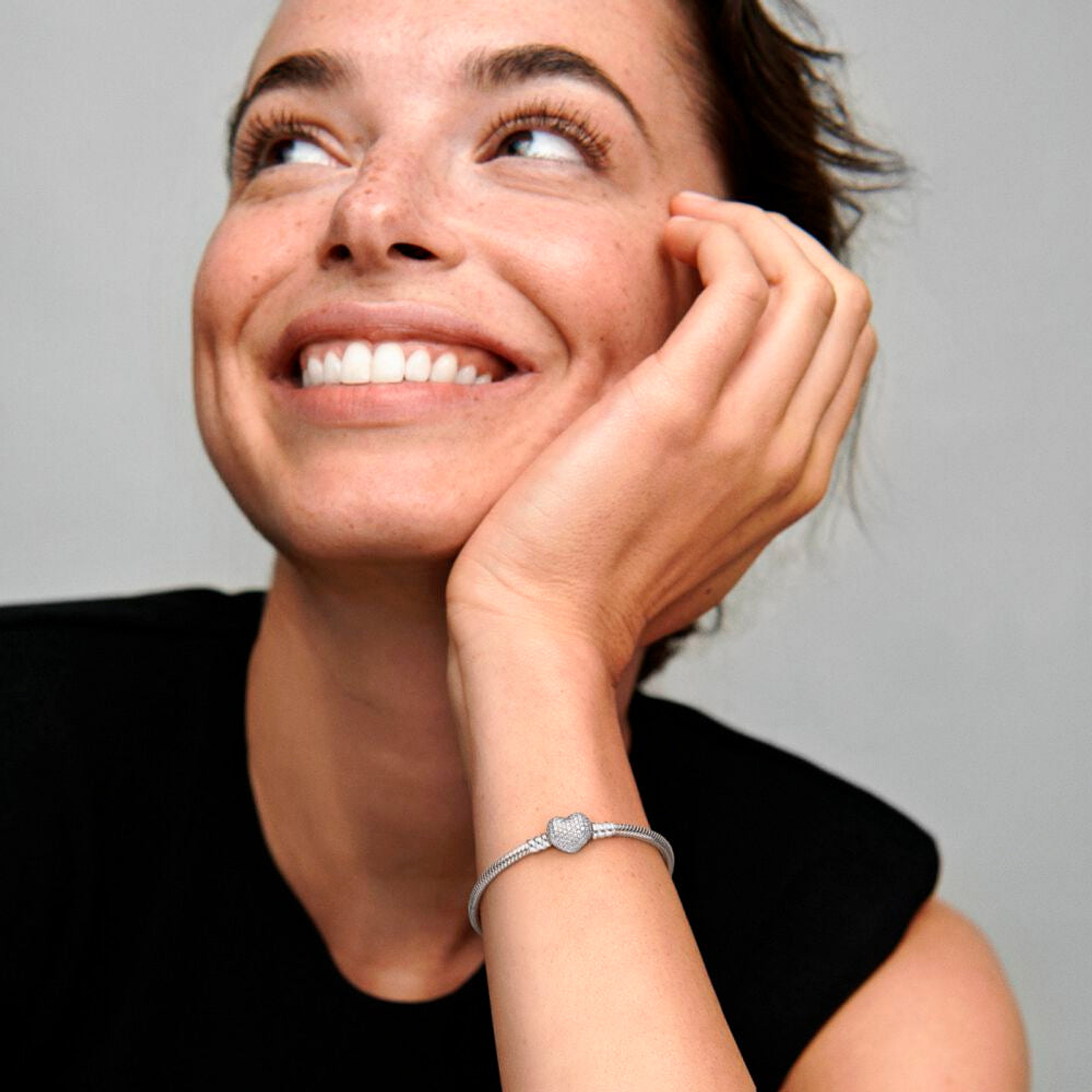 Pulsera Brazalete Pandora Cadena con Cierre de Corazon Brillante 590727CZ Plata 925 Talla 18cm 5