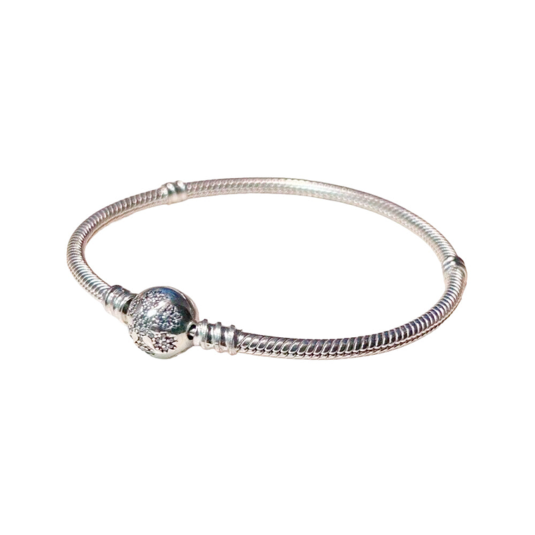 Pulsera Brazalete Pandora Cadena de Serpiente y Cierre de Copo de Nieve 590749CZ Plata 925 18cm 3