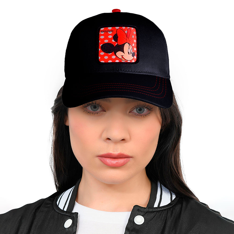 Gorra estilo Beisbol Snapback Malla Minnie Negro y Rojo 3