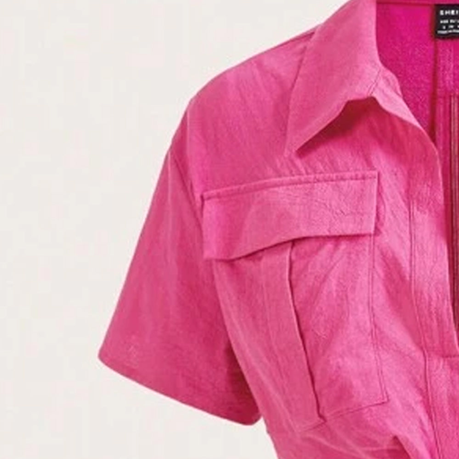 Camisa con Bolsillo Shein con Solapa de Hombros Caídos Color Fucsia Talla S 2