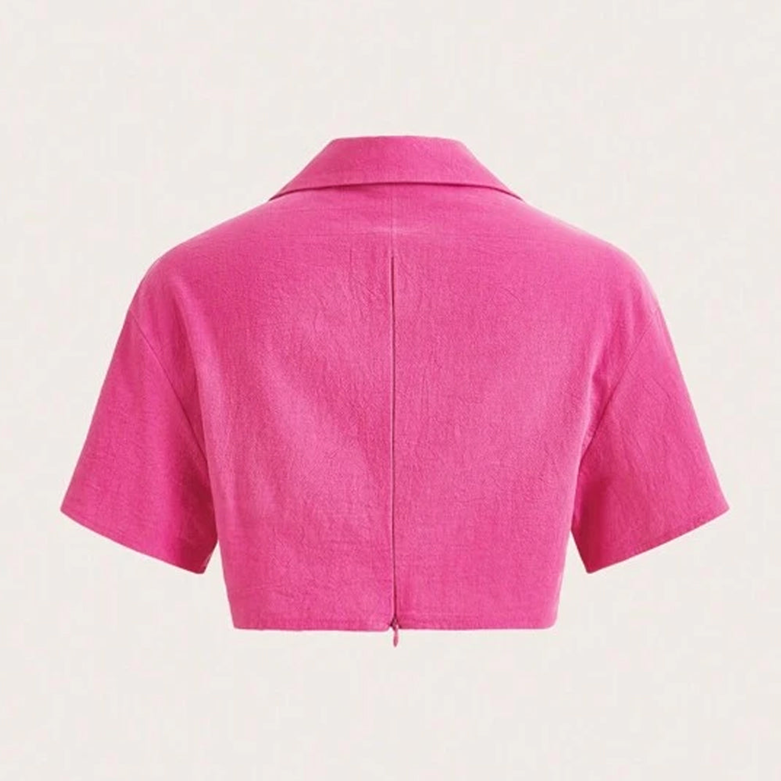 Camisa con Bolsillo Shein con Solapa de Hombros Caídos Color Fucsia Talla S 3