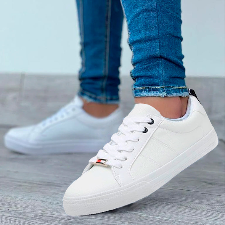 Zapatillas Tommy Hilfiger Lila Original Color Blanco Unisex Talla 38.5 6