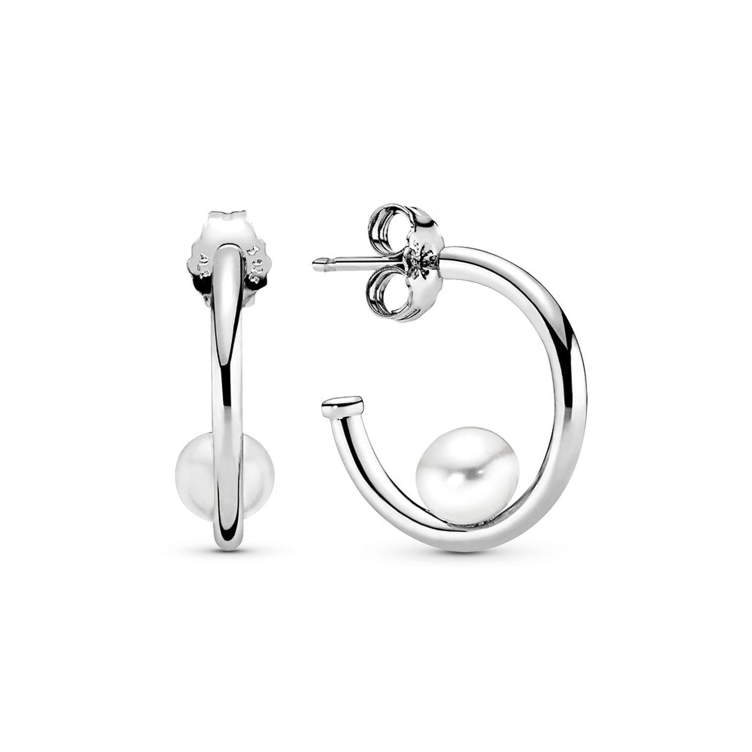 Aretes Pendientes Pandora Aro de Perlas con Circonita Transparente 297528P Plata 925 1
