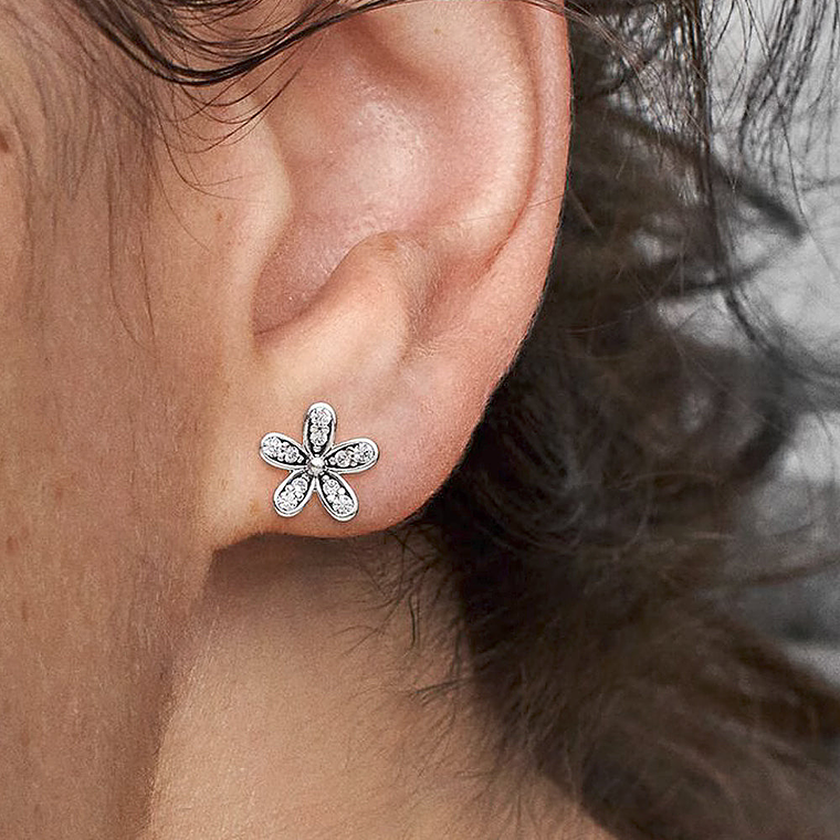 Aretes Pendientes Pandora Tipo Topo Daisies Deslumbrantes 290570CZ Plata 925 5