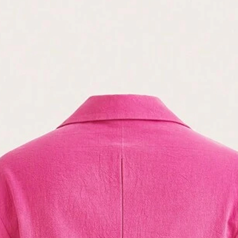 Camisa con Bolsillo Shein con Solapa de Hombros Caídos Color Fucsia Talla S 4