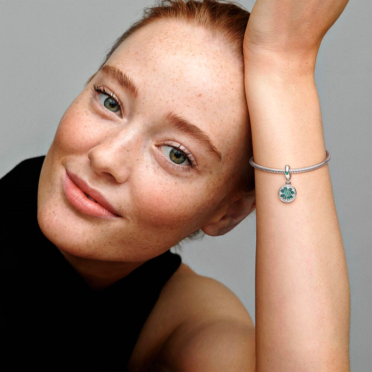 Charm Colgante Pandora Original para Mujer 797906NRGMX Trebol de Cuatro Hojas s925 4