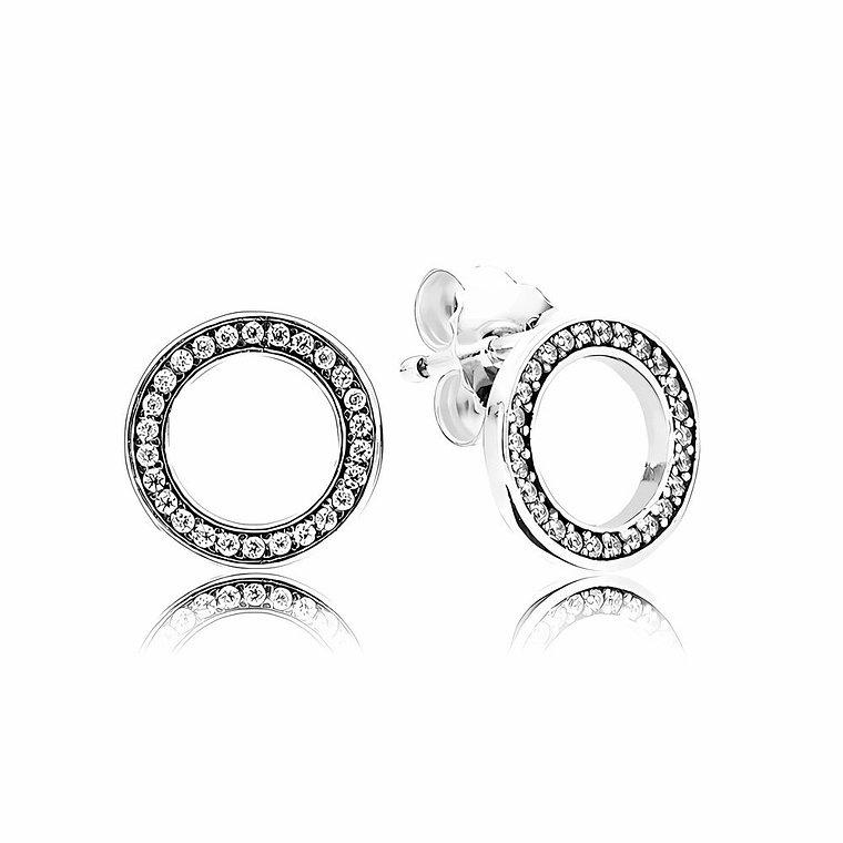 Aretes Pendientes Pandora Tipo Topo Circulo de Circonitas 290585CZ Plata 925 1