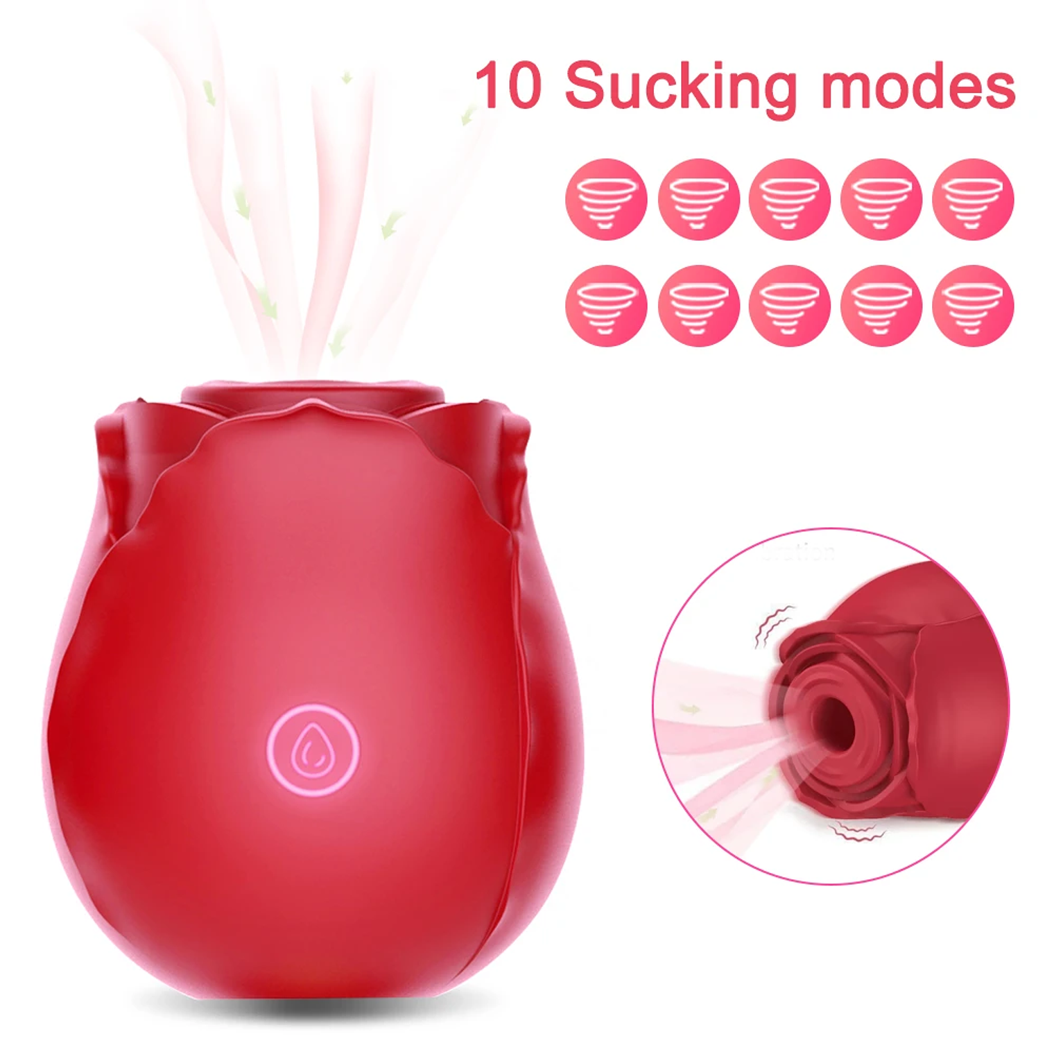Succionador de Clitoris con forma de rosa con 10 modalidades Tluda GM30 En Silicona Medica 5