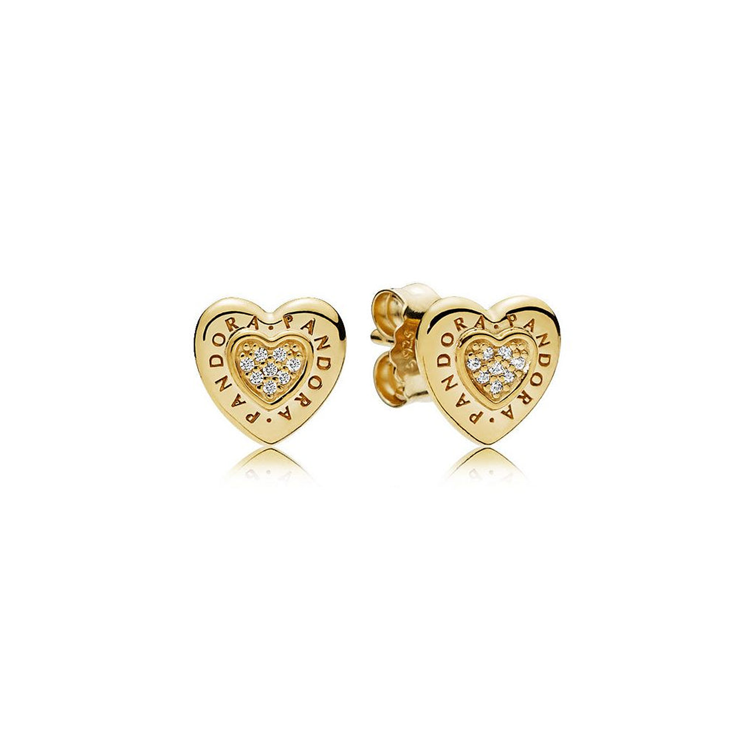 Aretes Pendientes Pandora Corazon Dorado Genuino con Circonitas 267382CZ Plata 925 1