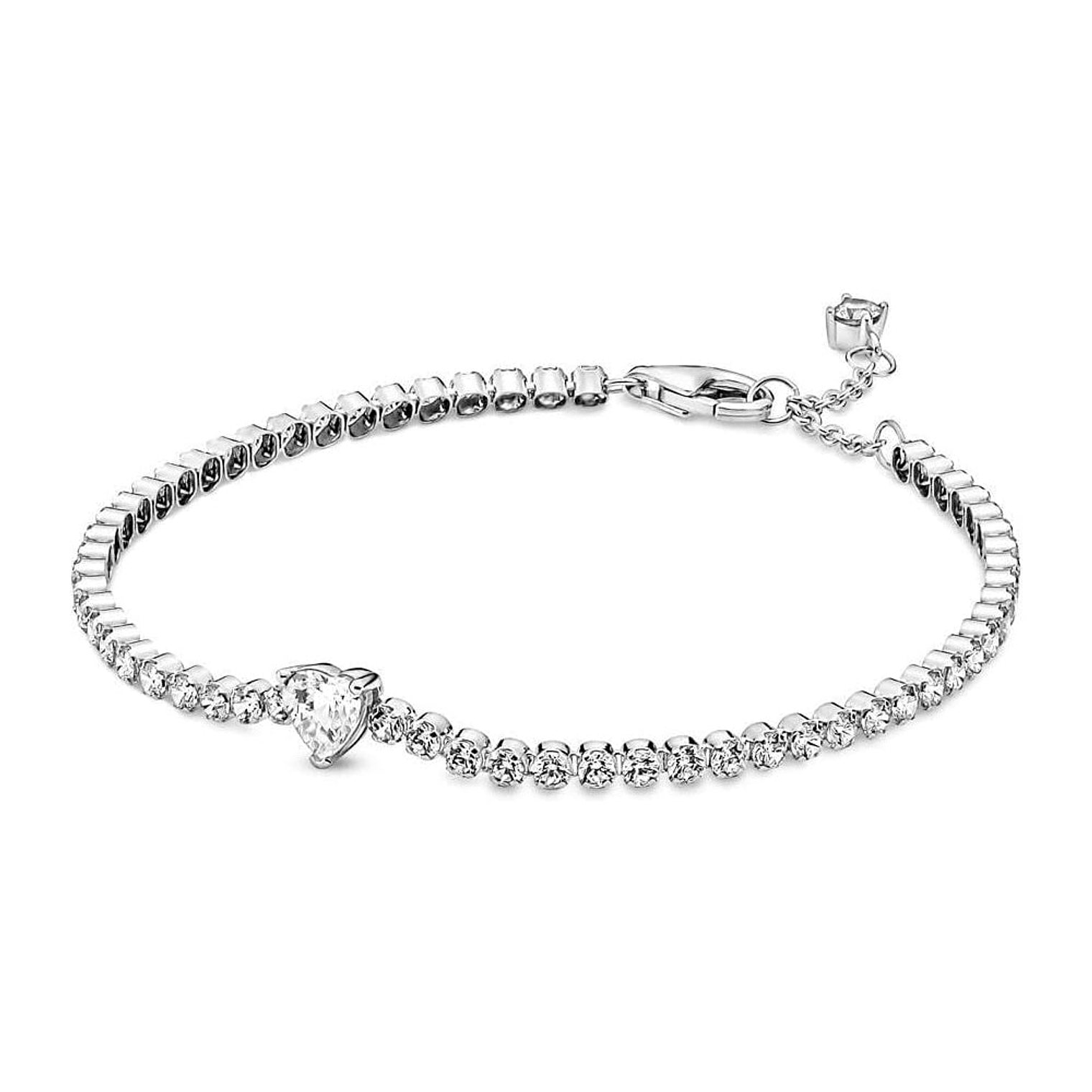 Pulsera Brazalete Pandora Corazon Brillante 590041C01 Plata 925 Talla 18cm 1