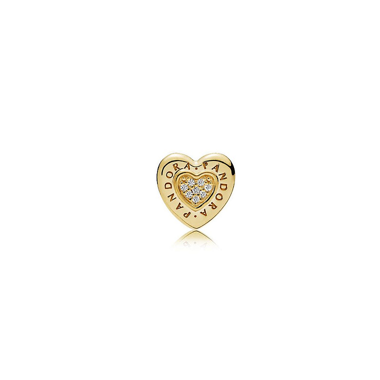 Aretes Pendientes Pandora Corazon Dorado Genuino con Circonitas 267382CZ Plata 925 2