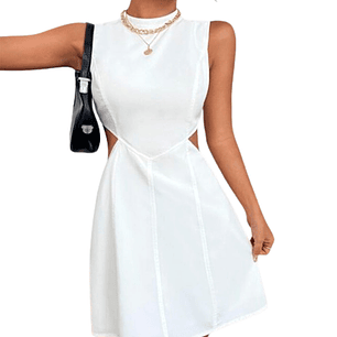 Vestido sin mangas Shein Ezwear Color Blanco con abertura lateral Talla S