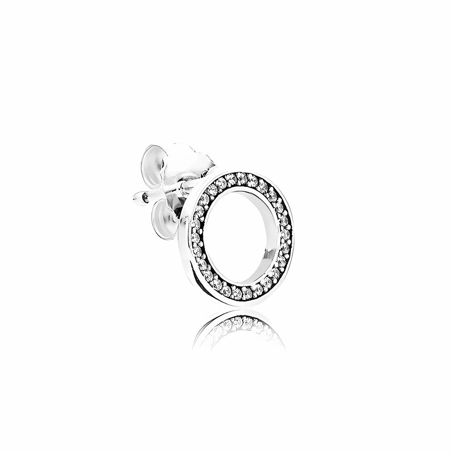 Aretes Pendientes Pandora Tipo Topo Circulo de Circonitas 290585CZ Plata 925 3