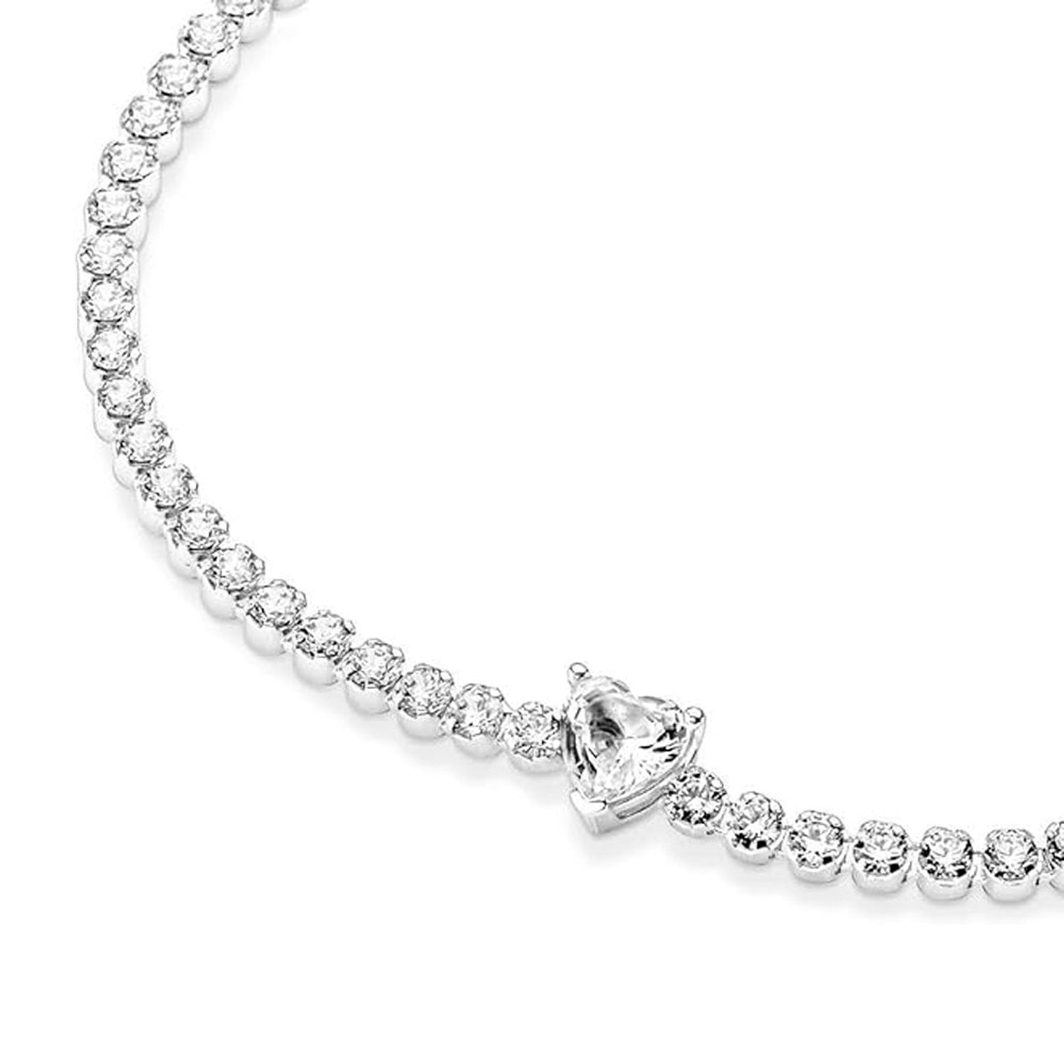 Pulsera Brazalete Pandora Corazon Brillante 590041C01 Plata 925 Talla 18cm 4